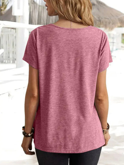 solid casual fashion short sleeve Top Silver Sam