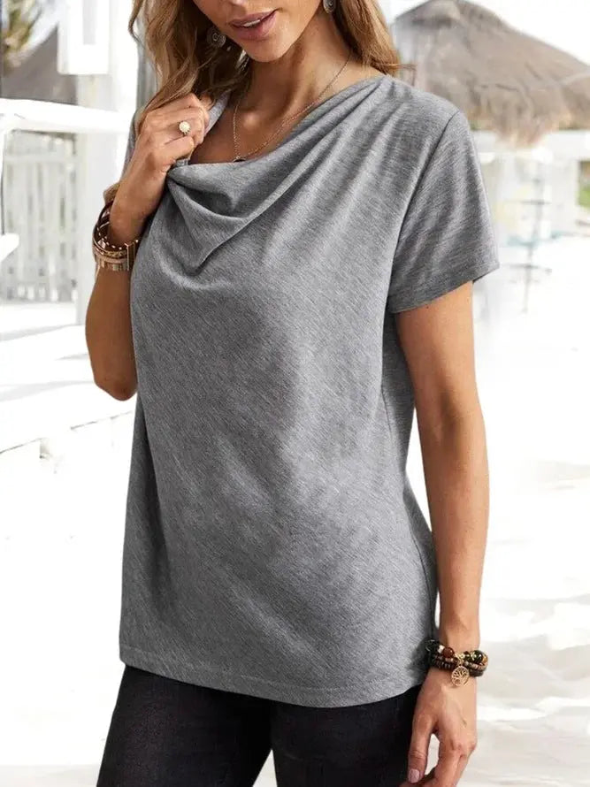 solid casual fashion short sleeve Top Silver Sam