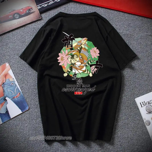 Japanese Samurai Style Print T-Shirt Crew Collar AliExpress